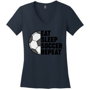 Eat Sleep Soccer Repeat Teens Girl Boy Women's V-Neck T-Shirt