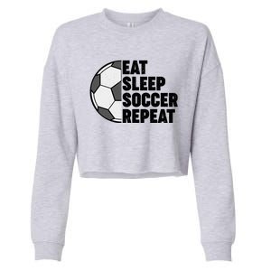 Eat Sleep Soccer Repeat Teens Girl Boy Cropped Pullover Crew