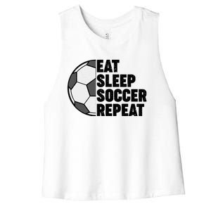 Eat Sleep Soccer Repeat Teens Girl Boy Women's Racerback Cropped Tank