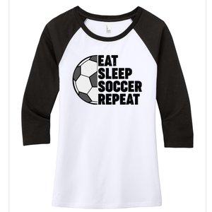 Eat Sleep Soccer Repeat Teens Girl Boy Women's Tri-Blend 3/4-Sleeve Raglan Shirt