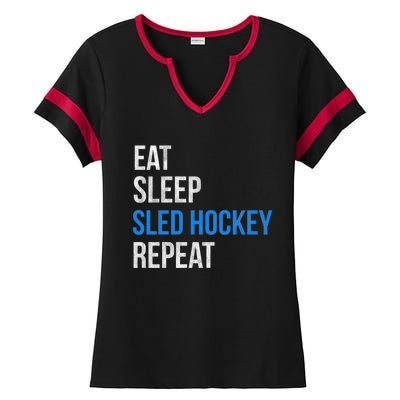 Eat Sleep Sled Hockey Repeat Gift Ladies Halftime Notch Neck Tee