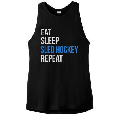 Eat Sleep Sled Hockey Repeat Gift Ladies PosiCharge Tri-Blend Wicking Tank