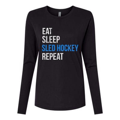 Eat Sleep Sled Hockey Repeat Gift Womens Cotton Relaxed Long Sleeve T-Shirt