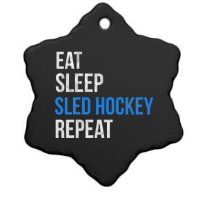 Eat Sleep Sled Hockey Repeat Gift Ceramic Star Ornament