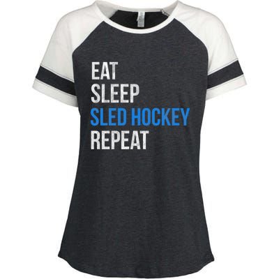 Eat Sleep Sled Hockey Repeat Gift Enza Ladies Jersey Colorblock Tee