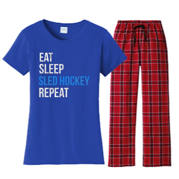 Eat Sleep Sled Hockey Repeat Gift Women's Flannel Pajama Set