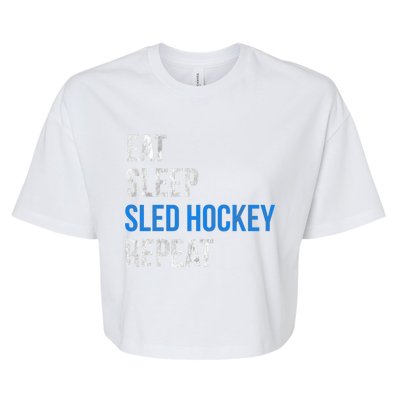 Eat Sleep Sled Hockey Repeat Gift Bella+Canvas Jersey Crop Tee