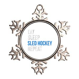 Eat Sleep Sled Hockey Repeat Gift Metallic Star Ornament