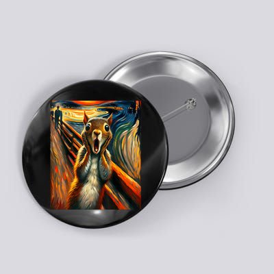 Expressionist Scream Squirrel Lovers Artistic Squirrel Button