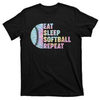 Eat Sleep Softball Repeat Teens Girls Boy Kids Men Tie Dye T-Shirt