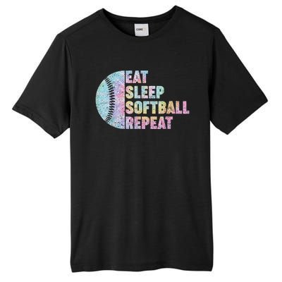 Eat Sleep Softball Repeat Teens Girls Boy Kids Men Tie Dye Tall Fusion ChromaSoft Performance T-Shirt