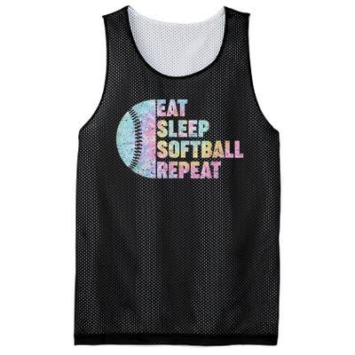 Eat Sleep Softball Repeat Teens Girls Boy Kids Men Tie Dye Mesh Reversible Basketball Jersey Tank