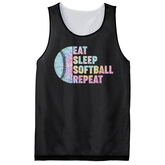 Eat Sleep Softball Repeat Teens Girls Boy Kids Men Tie Dye Mesh Reversible Basketball Jersey Tank