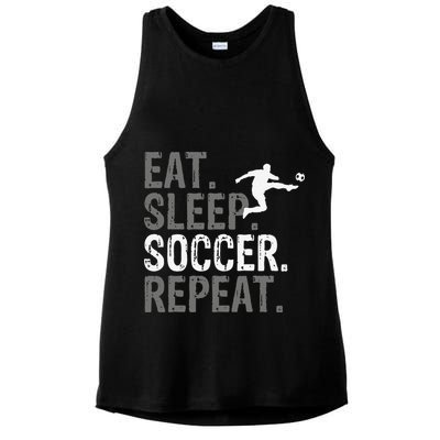 Eat Sleep Soccer Repeat funny Soccer player Ladies PosiCharge Tri-Blend Wicking Tank