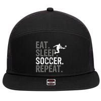 Eat Sleep Soccer Repeat funny Soccer player 7 Panel Mesh Trucker Snapback Hat