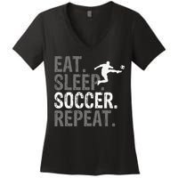 Eat Sleep Soccer Repeat funny Soccer player Women's V-Neck T-Shirt