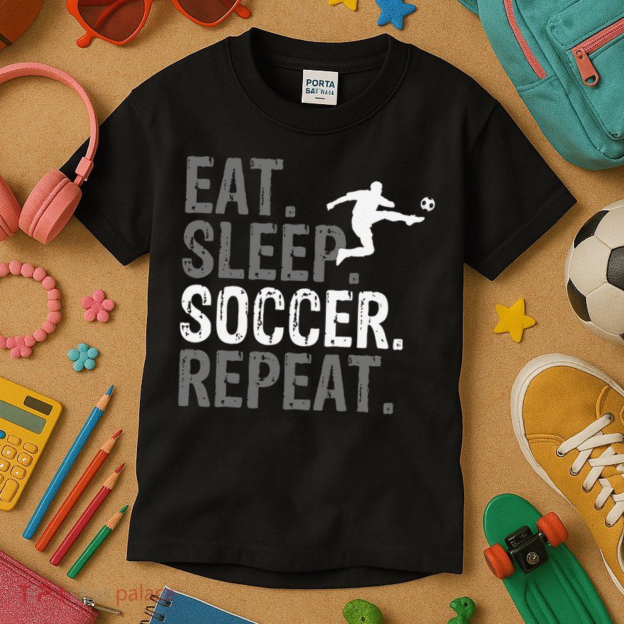 Eat Sleep Soccer Repeat funny Soccer player Kids T-Shirt