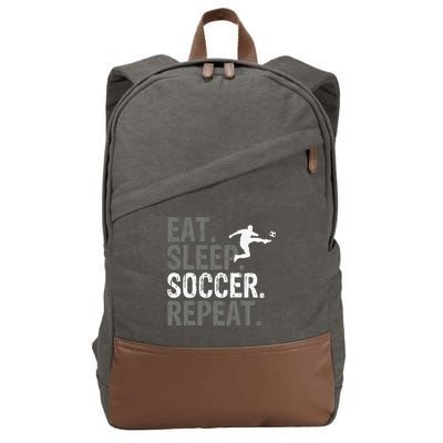 Eat Sleep Soccer Repeat funny Soccer player Cotton Canvas Backpack