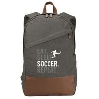 Eat Sleep Soccer Repeat funny Soccer player Cotton Canvas Backpack