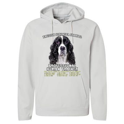 English Springer Spaniel Black Professional Human Trainer Performance Fleece Hoodie