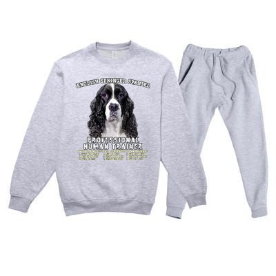 English Springer Spaniel Black Professional Human Trainer Premium Crewneck Sweatsuit Set