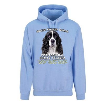 English Springer Spaniel Black Professional Human Trainer Unisex Surf Hoodie