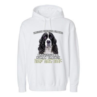 English Springer Spaniel Black Professional Human Trainer Garment-Dyed Fleece Hoodie