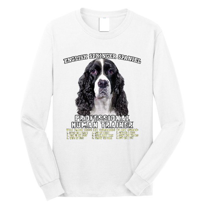 English Springer Spaniel Black Professional Human Trainer Long Sleeve Shirt