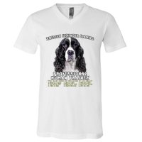 English Springer Spaniel Black Professional Human Trainer V-Neck T-Shirt