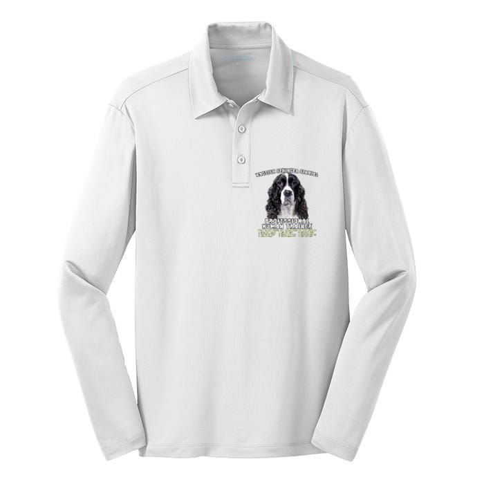 English Springer Spaniel Black Professional Human Trainer Silk Touch Performance Long Sleeve Polo