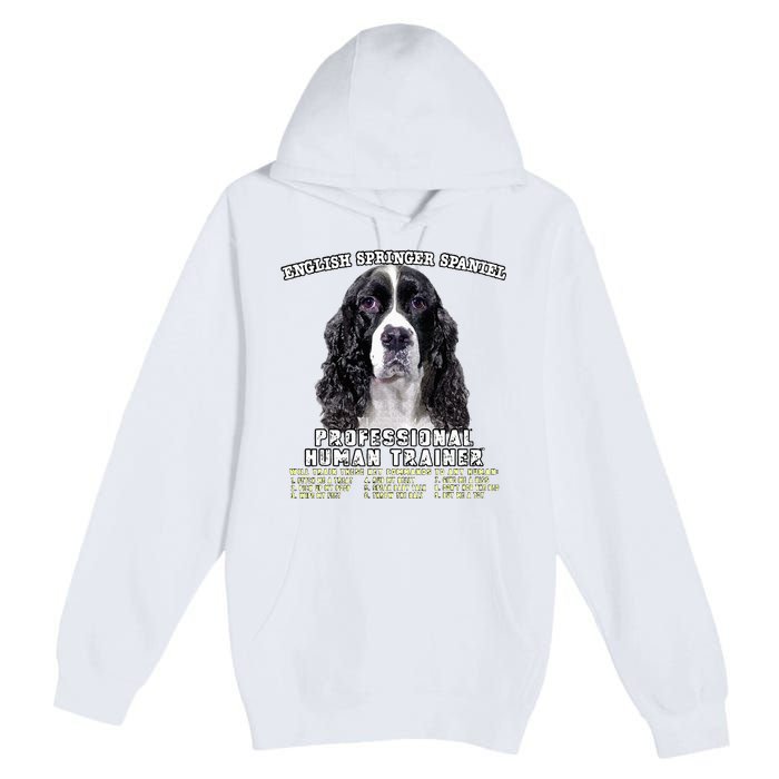 English Springer Spaniel Black Professional Human Trainer Premium Pullover Hoodie