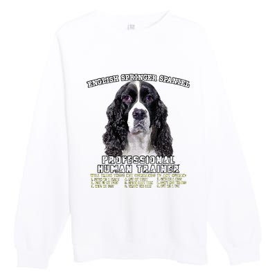 English Springer Spaniel Black Professional Human Trainer Premium Crewneck Sweatshirt