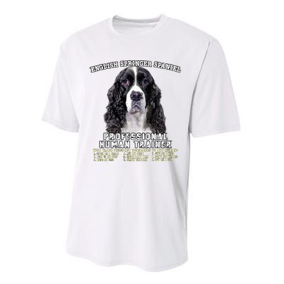 English Springer Spaniel Black Professional Human Trainer Performance Sprint T-Shirt