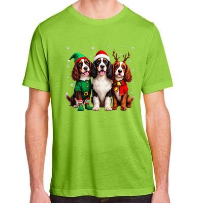 English Springer Spaniel Christmas Dogs Santa Reindeer Elf Adult ChromaSoft Performance T-Shirt