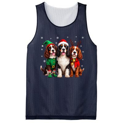 English Springer Spaniel Christmas Dogs Santa Reindeer Elf Mesh Reversible Basketball Jersey Tank