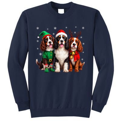 English Springer Spaniel Christmas Dogs Santa Reindeer Elf Tall Sweatshirt