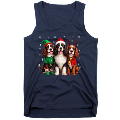 English Springer Spaniel Christmas Dogs Santa Reindeer Elf Tank Top