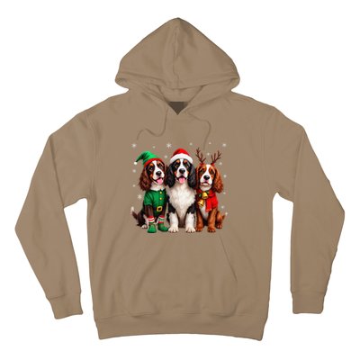 English Springer Spaniel Christmas Dogs Santa Reindeer Elf Hoodie