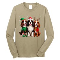 English Springer Spaniel Christmas Dogs Santa Reindeer Elf Long Sleeve Shirt