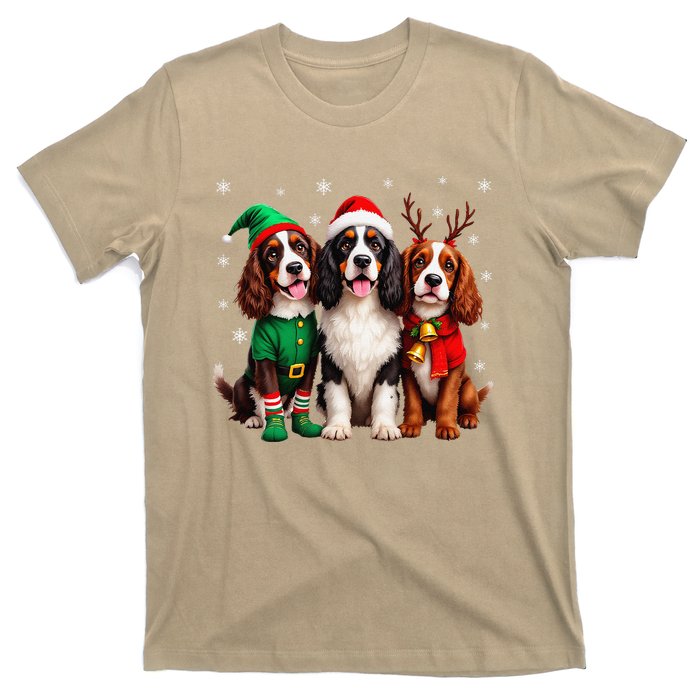 English Springer Spaniel Christmas Dogs Santa Reindeer Elf T-Shirt