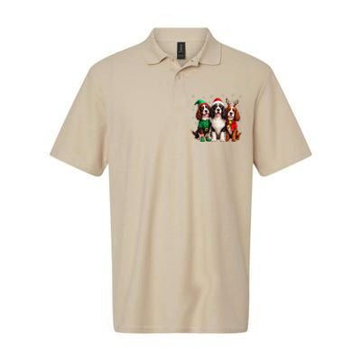 English Springer Spaniel Christmas Dogs Santa Reindeer Elf Softstyle Adult Sport Polo