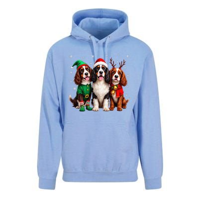 English Springer Spaniel Christmas Dogs Santa Reindeer Elf Unisex Surf Hoodie