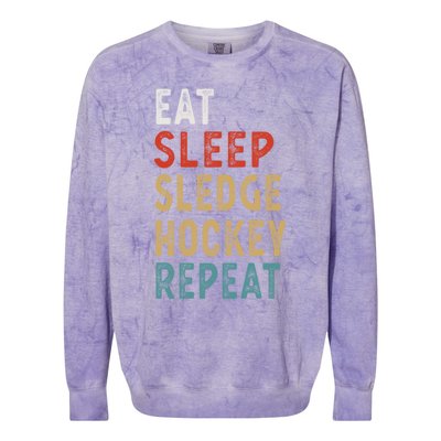 Eat Sleep Sledge Hockey Repeat Funny Player Gift Idea Great Gift Colorblast Crewneck Sweatshirt