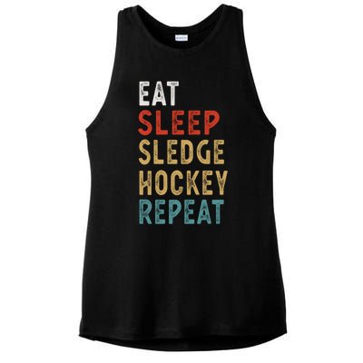 Eat Sleep Sledge Hockey Repeat Funny Player Gift Idea Great Gift Ladies PosiCharge Tri-Blend Wicking Tank