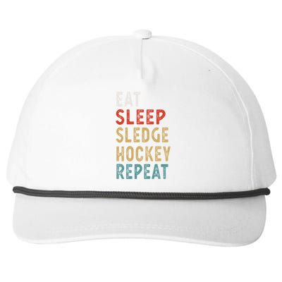 Eat Sleep Sledge Hockey Repeat Funny Player Gift Idea Great Gift Snapback Five-Panel Rope Hat