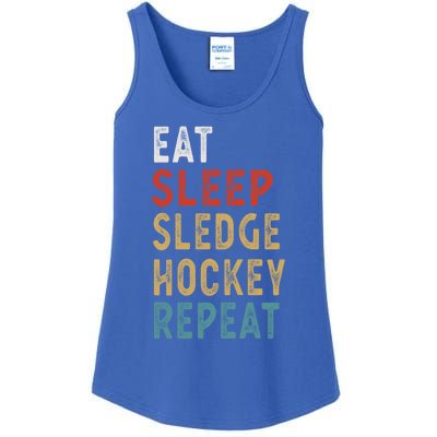 Eat Sleep Sledge Hockey Repeat Funny Player Gift Idea Great Gift Ladies Essential Tank