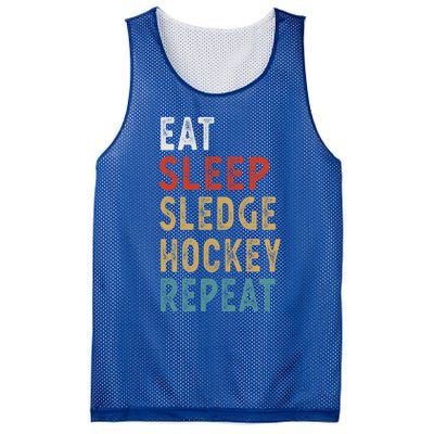 Eat Sleep Sledge Hockey Repeat Funny Player Gift Idea Great Gift Mesh Reversible Basketball Jersey Tank