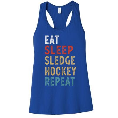 Eat Sleep Sledge Hockey Repeat Funny Player Gift Idea Great Gift Women's Racerback Tank