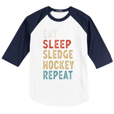 Eat Sleep Sledge Hockey Repeat Funny Player Gift Idea Great Gift Baseball Sleeve Shirt