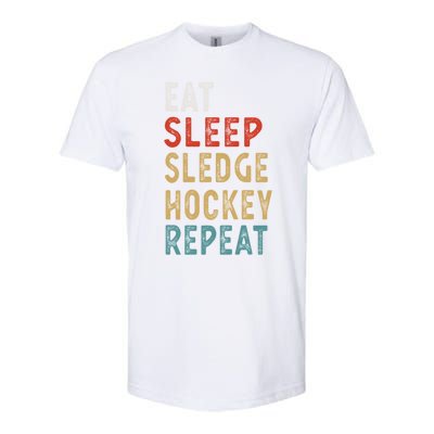 Eat Sleep Sledge Hockey Repeat Funny Player Gift Idea Great Gift Softstyle CVC T-Shirt